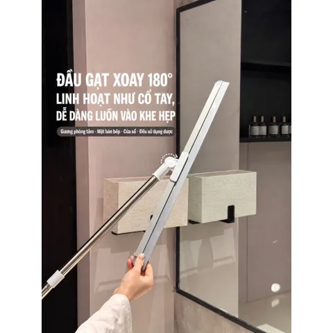 Cây gạt nước sàn nhà Nhật Bản lưỡi silicone 50cm đa năng tay cầm inox chắc chắn