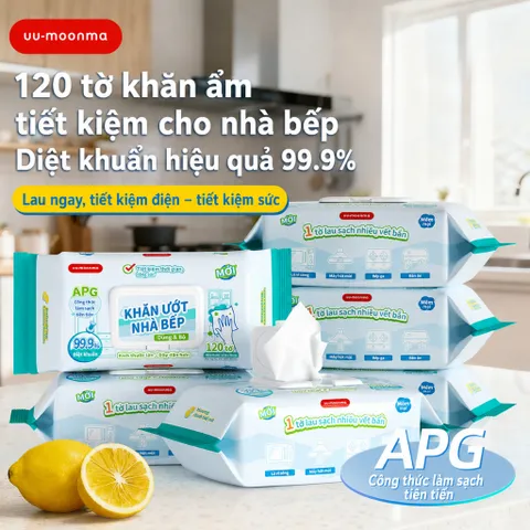 Khăn ướt lau bếp đa năng UYIKU Nhật Bản sợi sinh học tự phân hủy hộp 120 tờ