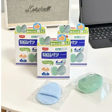 [COMBO 2 MIẾNG] Bọt biển rửa mặt tẩy tế bào chết Uyiku Nhật Bản cao cấp
