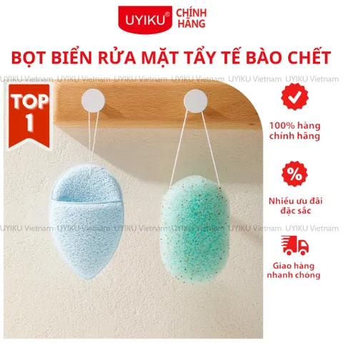 [COMBO 2 MIẾNG] Bọt biển rửa mặt tẩy tế bào chết Uyiku Nhật Bản cao cấp