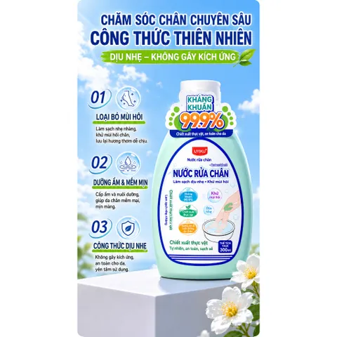 Nước ngân chân thảo mộc Uyiku Nhật Bản khử mùi, giảm mồ hôi chân chai 300ml