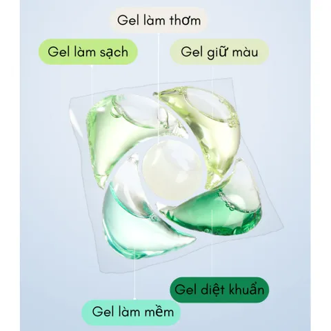 Viên giặt 5in1 Uyiku lưu hương 72 giờ, làm mềm, khử khuẩn, giữ màu hộp 18 viên