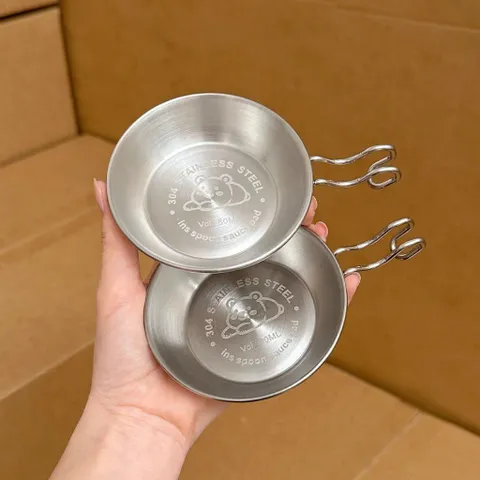 Chén đựng nước chấm Uyiku inox 304 2in1 kiểu Hàn Quốc, bát đựng sốt, gia vị có giá đỡ đũa