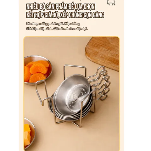 Chén đựng nước chấm Uyiku inox 304 2in1 kiểu Hàn Quốc, bát đựng sốt, gia vị có giá đỡ đũa