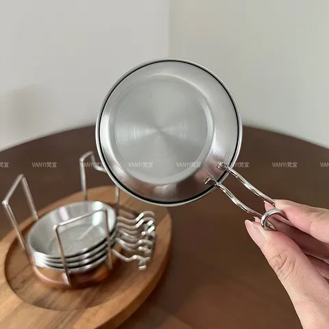 Chén đựng nước chấm Uyiku inox 304 2in1 kiểu Hàn Quốc, bát đựng sốt, gia vị có giá đỡ đũa