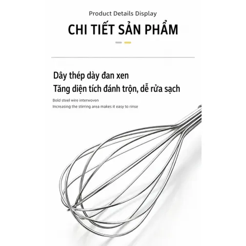 Phới đánh trứng inox 304 cao cấp nhập khẩu cán gỗ chắc chắn