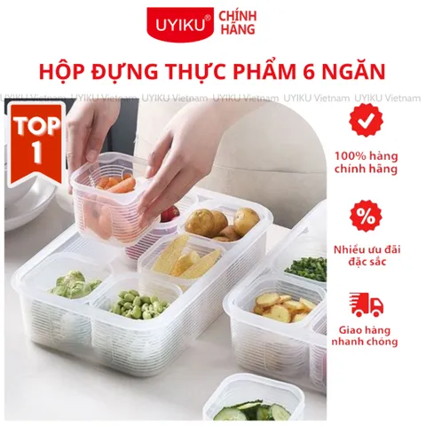 Hộp đựng thực phẩm 6 ngăn sâu lòng có nắp đậy riêng biệt tiện lợi 7in1