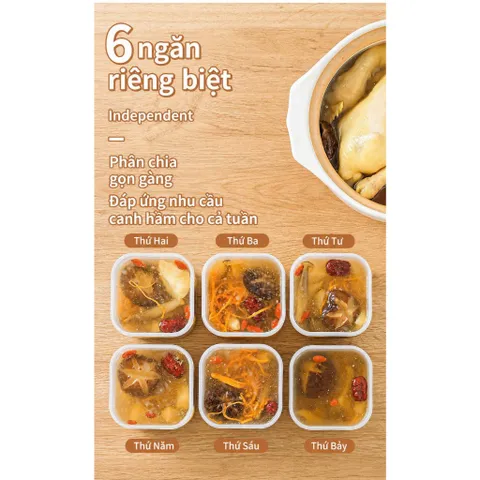 Hộp đựng thực phẩm 6 ngăn sâu lòng có nắp đậy riêng biệt tiện lợi 7in1