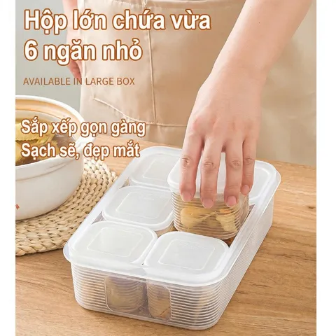 Hộp đựng thực phẩm 6 ngăn sâu lòng có nắp đậy riêng biệt tiện lợi 7in1