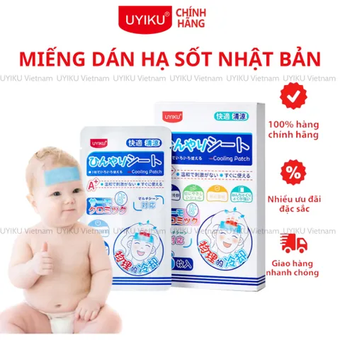 Miếng dán hạ sốt, hạ nhiệt UYIKU Nhật Bản, làm mát đến 10 tiếng hộp 6 miếng