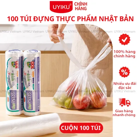 Cuộn 100 túi nilon đựng thực phẩm có quai xách phân hủy sinh học 35x42cm