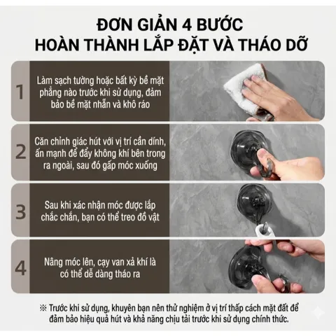Móc treo tường hút chân không UYIKU Nhật Bản cao cấp 2cái/hộp