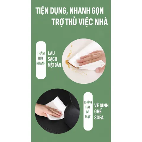 Khăn lau sợi tre thiên nhiên đa năng UYIKU Nhật Bản tái sử dụng 20 miếng/cuộn