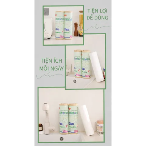 Khăn lau sợi tre thiên nhiên đa năng UYIKU Nhật Bản tái sử dụng 20 miếng/cuộn