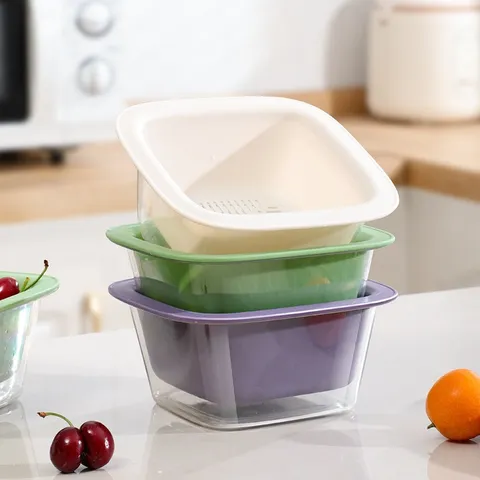 Rổ đựng trái cây mini UYIKU Nhật Bản có 2 lớp hứng nước tiện lợi