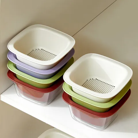 Rổ đựng trái cây mini UYIKU Nhật Bản có 2 lớp hứng nước tiện lợi
