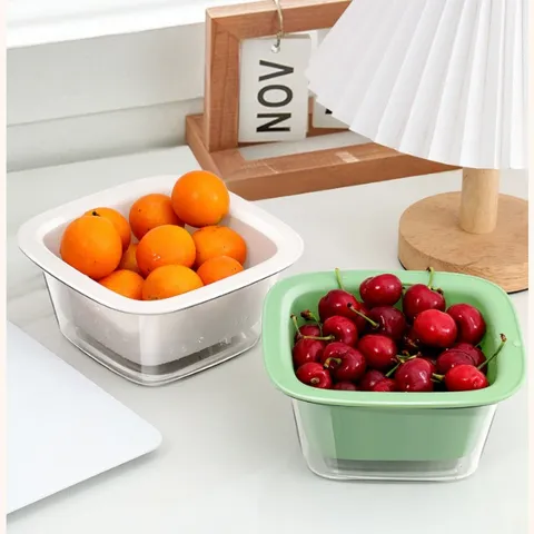 Rổ đựng trái cây mini UYIKU Nhật Bản có 2 lớp hứng nước tiện lợi