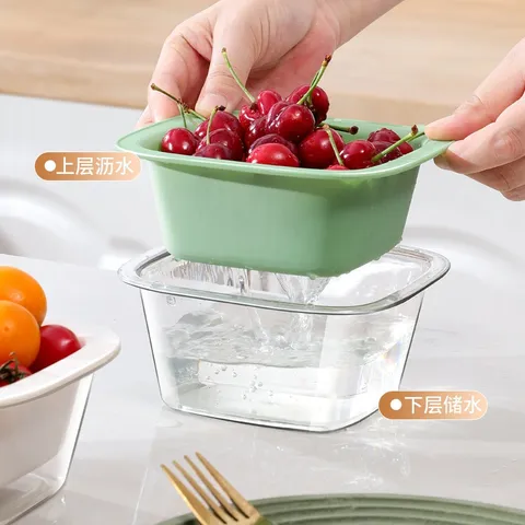 Rổ đựng trái cây mini UYIKU Nhật Bản có 2 lớp hứng nước tiện lợi