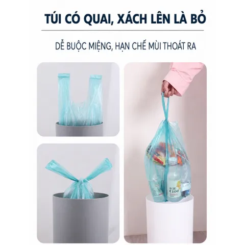 Túi rác có quai xách UYIKU Nhật Bản size 46x63cm cuộn 50 cái