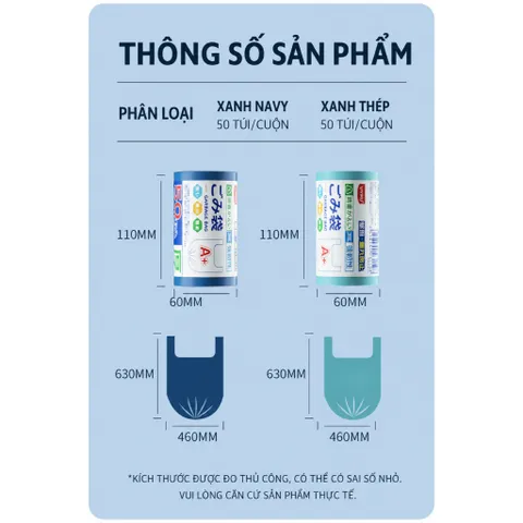 Túi rác có quai xách UYIKU Nhật Bản size 46x63cm cuộn 50 cái