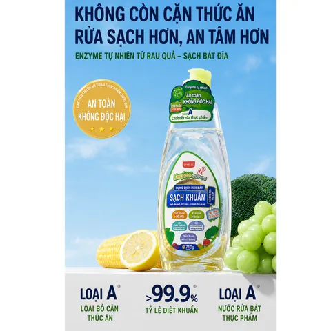 Nước rửa bát, ngâm rau củ quả hữu cơ Uyiku Nhật Bản, loại bỏ tồn dư hóa chất trên thực phẩm