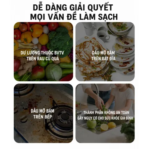 Nước rửa bát, ngâm rau củ quả hữu cơ Uyiku Nhật Bản, loại bỏ tồn dư hóa chất trên thực phẩm