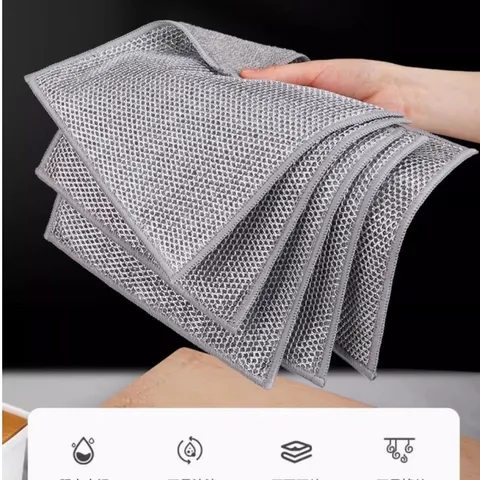 SET 5 Khăn thép rửa bát 2 lớp dạng hợp kim đa năng tiện dụng 20x20cm
