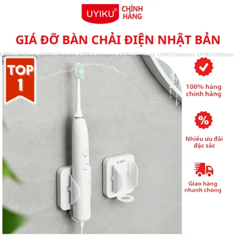 Giá đỡ bàn chải điện dán tường đa năng UYIKU Nhật Bản có lỗ sạc tiện dụng