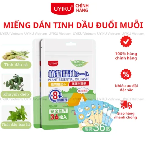 Miếng dán tinh dầu đuổi muỗi UYIKU Nhật Bản cho bé hiệu quả trong 8h gói 36 miếng
