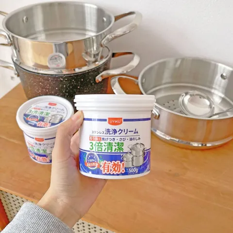 Kem tẩy xoong nồi chảo đa năng UYIKU Nhật Bản đánh bay cặn bẩn hộp 500g