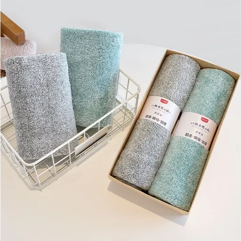 Set 2 Khăn tắm cao cấp UYIKU Nhật Bản lông siêu mềm, siêu thấm hút size 75x34cm