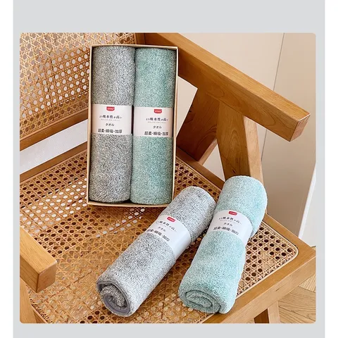Set 2 Khăn tắm cao cấp UYIKU Nhật Bản lông siêu mềm, siêu thấm hút size 75x34cm