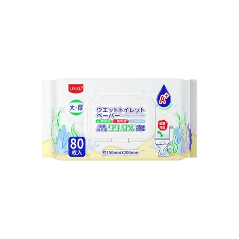 Giấy ướt toilet tự hủy UYIKU Nhật Bản, giấy vệ sinh tự phân hủy trong nước hộp 80 tờ