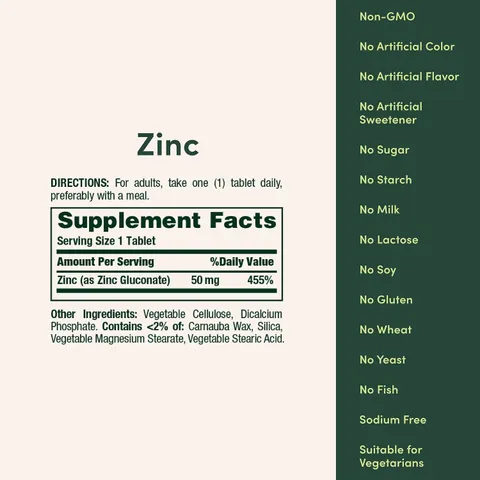 Nature's Bounty Zinc 50mg - Bổ sung kẽm hỗ trợ chống oxy hóa thúc đẩy một hệ thống miễn dịch 240 viên chính hãng sản xuất Mỹ