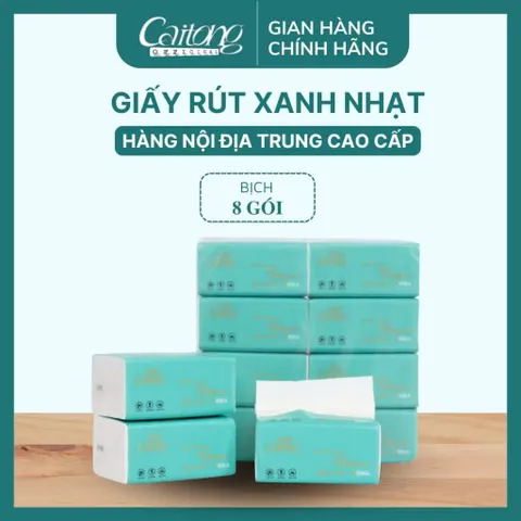 Giấy rút cao cấp chính hãng Caitong 5 lớp 520 tờ xanh nhạt siêu dai, mềm mịn [CHUẨN NỘI ĐỊA TRUNG]