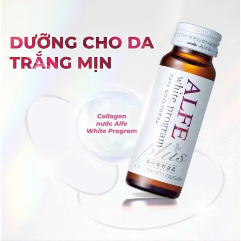 Nước uống Collagen Nhật Bản ALFE White program - Hộp 10 chai x 50ml - Giúp sáng đẹp da, giảm sạm nám 848882
