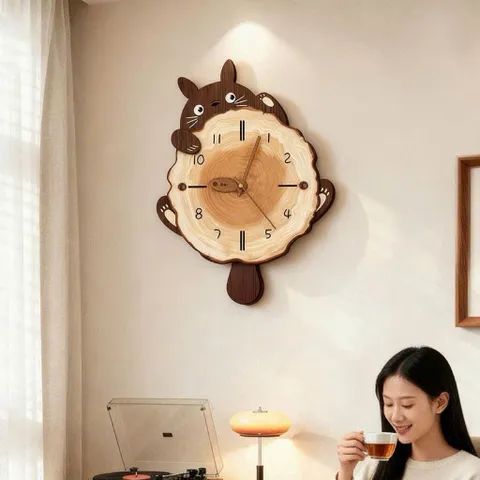 Tranh đồng hồ đèn led thú cưng lắc chân mẫu mới hiện đại kèm đinh