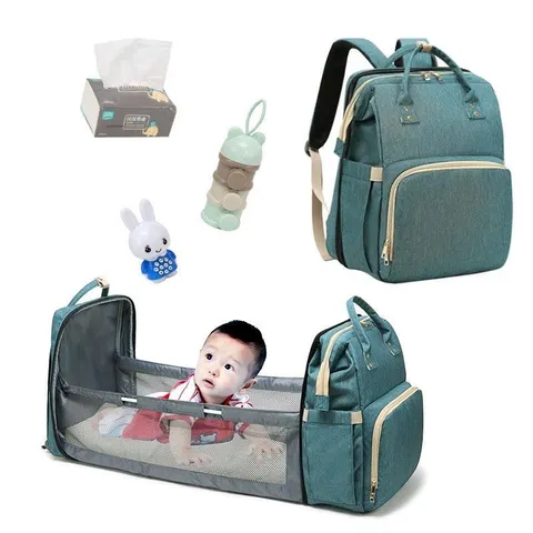 Túi đựng đồ đi lại mẹ bé Túi xách đa năng cho mẹ, giường cũi di động gấp gọn, ba lô đeo vai đôi thời trang, dung tích lớ