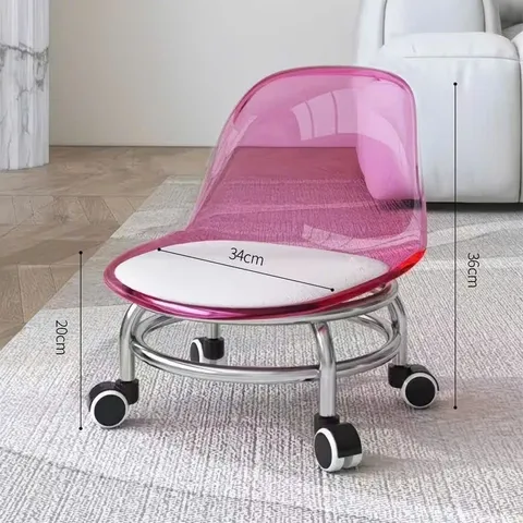 Ghế Ngồi Tiện lợi Chất Liệu Acrylic Có Bánh Xe Ghế Cao Cấp Tựa Lưng Trong Suốt bền bỉ cho ba mẹ và Bé