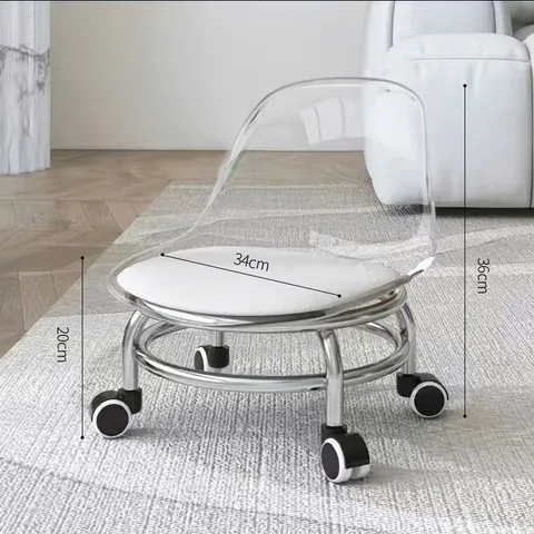 Ghế Ngồi Tiện lợi Chất Liệu Acrylic Có Bánh Xe Ghế Cao Cấp Tựa Lưng Trong Suốt bền bỉ cho ba mẹ và Bé