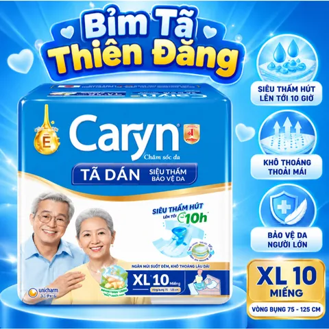 Tã Dán Caryn Xanh Cho Người Lớn Size M40 L40 XL10 XL20 – Tã Bỉm Người Già Thấm Hút Tốt, Chống Tràn