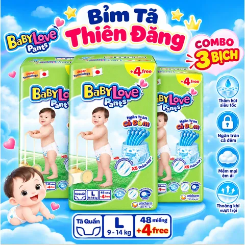 [ COMBO 3 BỊCH ] Tã Quần Baby Love Chính Hãng M48 L48 XL48 2XL48 3XL33 4XL33 5XL33 – Bỉm QuầN Mềm Mỏng, Thấm Hút Tốt