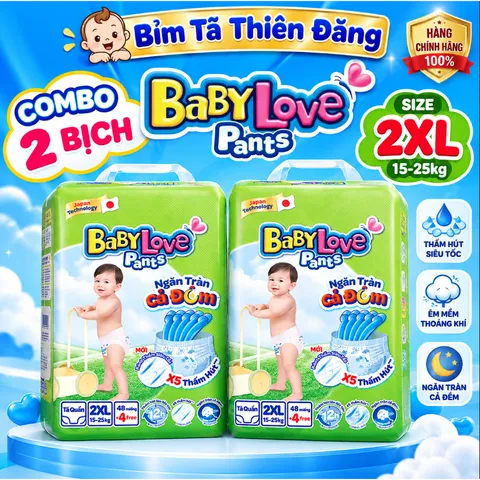 [ COMBO 2 BỊCH ] Tã Quần Baby Love Chính Hãng M48 L48 XL48 2XL48 3XL33 4XL33 5XL33 – Bỉm Quần Mềm Mỏng, Thấm Hút Tốt