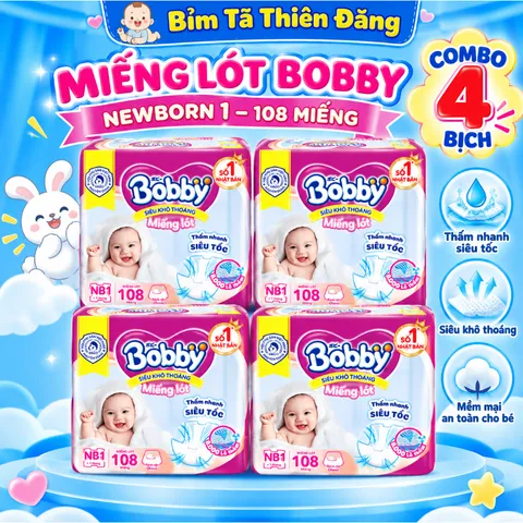 [ COMBO 4 BỊCH ] Miếng Lót Sơ Sinh Bobby Newborn 1 40 Miếng/60 Miếng – Miếng Lót Cho Bé Sơ Sinh Mềm Mại, Thấm Hút Tốt