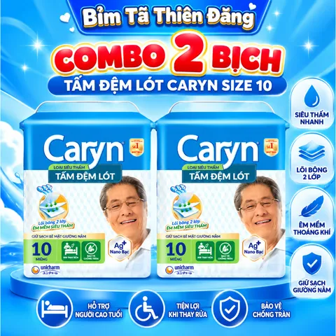 [ COMBO 2 BỊCH ] Tấm Đệm Lót Caryn Cho Người Lớn Size L10 L20 XL14 – Thấm Hút Tốt, Tiện Lợi, Chăm Sóc Người Cao Tuổi