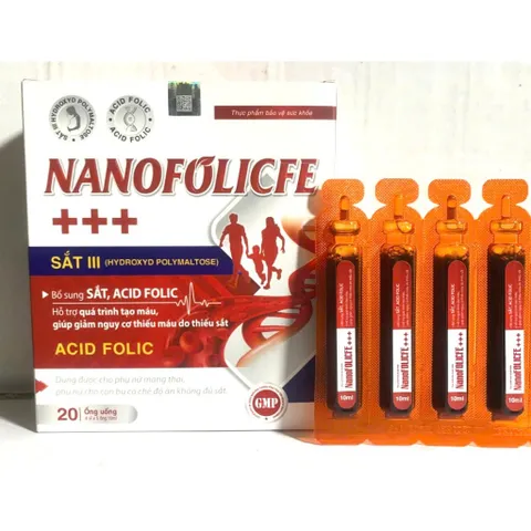 NANOFOLICFE +++ nano fe folic bổ sung sắt và acid folic, giảm thiếu máu do thiếu sắt, hỗ trợ quá trình tạo máu ống 