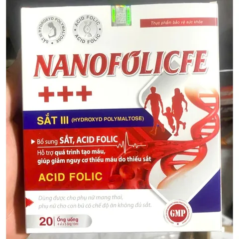 NANOFOLICFE +++ nano fe folic bổ sung sắt và acid folic, giảm thiếu máu do thiếu sắt, hỗ trợ quá trình tạo máu ống 