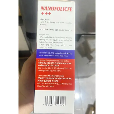 NANOFOLICFE +++ nano fe folic bổ sung sắt và acid folic, giảm thiếu máu do thiếu sắt, hỗ trợ quá trình tạo máu ống 
