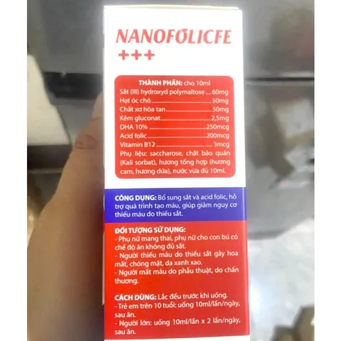 NANOFOLICFE +++ nano fe folic bổ sung sắt và acid folic, giảm thiếu máu do thiếu sắt, hỗ trợ quá trình tạo máu ống 