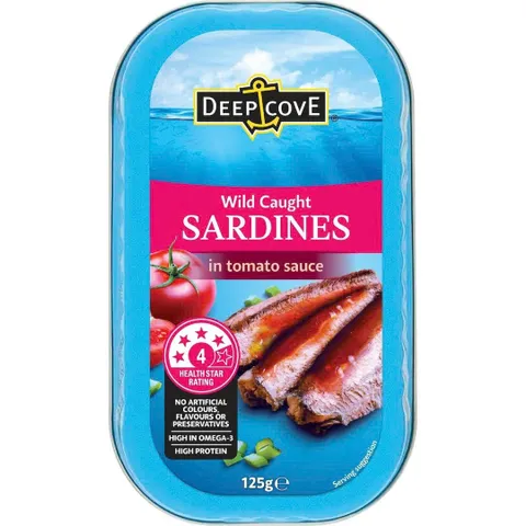 Cá mòi Deep Cove Sardines hộp 125g sản phẩm Úc thơm ngon